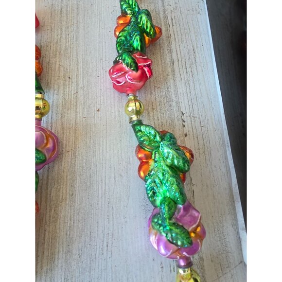 Radko lei land flower Garland glitter tropical Hawaiian glass Xmas vintage hibis - Picture 8 of 15